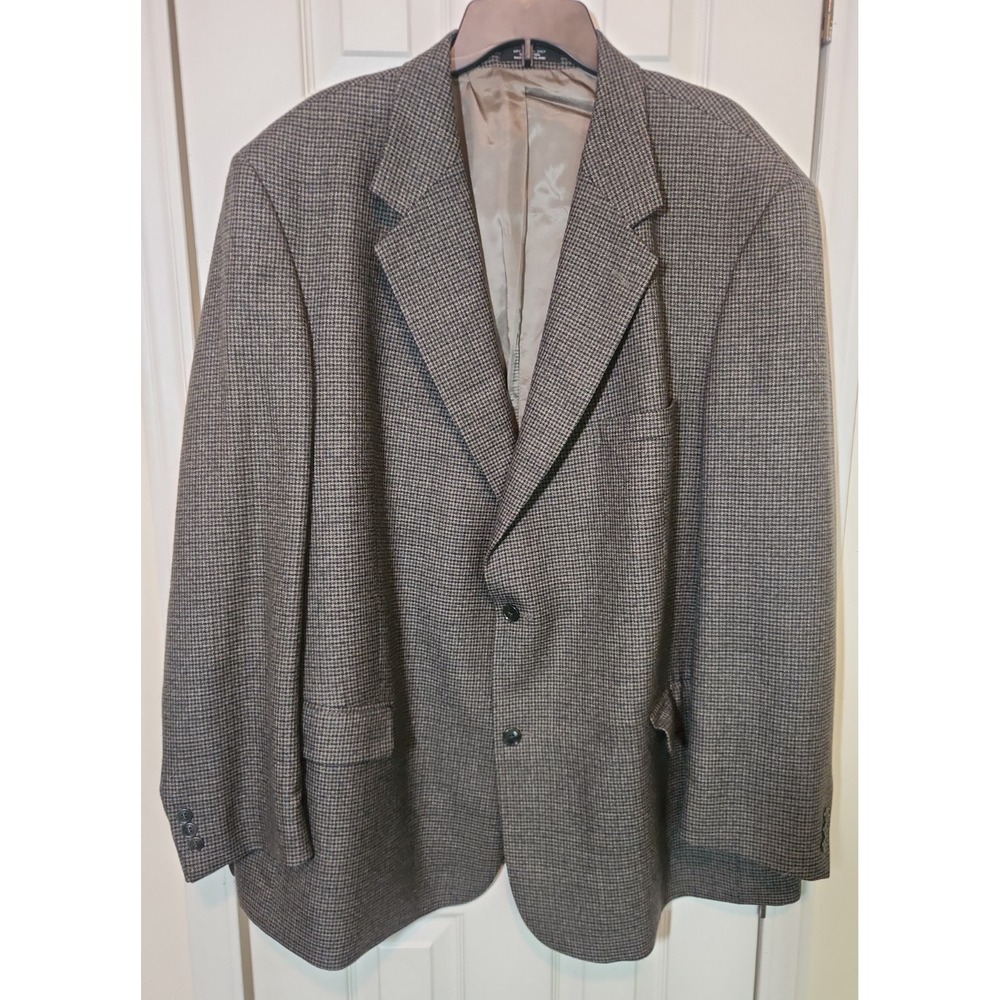 Alexander Lloyd Jacket Men's 52L Brown Houndstooth Blazer 2 Button Suit Coat